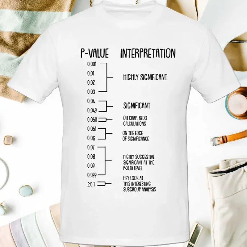 Man P-Value PHD Statistics Statistician Data Analyst Geek Graphic T Shirts Streetwear Short Sleeve Birthday Gifts Summer T-shirt