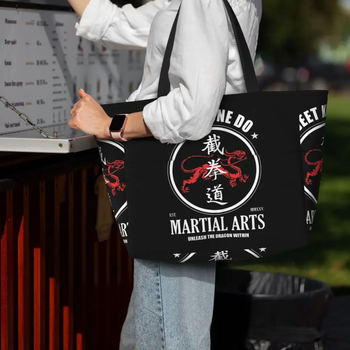 

Unleash The Dragon Within Jeet Kune Do Dragon Power Beach Tote Bag Sport Gym Yoga Duffle Tote Bag Women Travel Bag Fitness bag