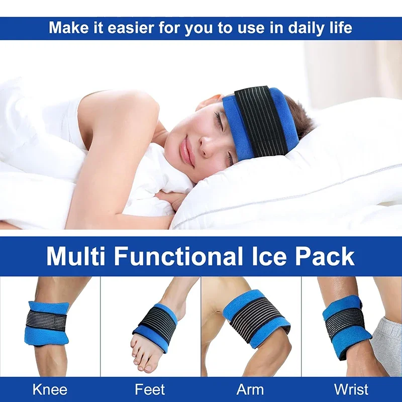 Reusable Ice Gel Pack Soft Cold Pack Ice Wrap Hot Cold Compress Packs Adjustable For Elbow Foot Knee Wrist Leg Neck