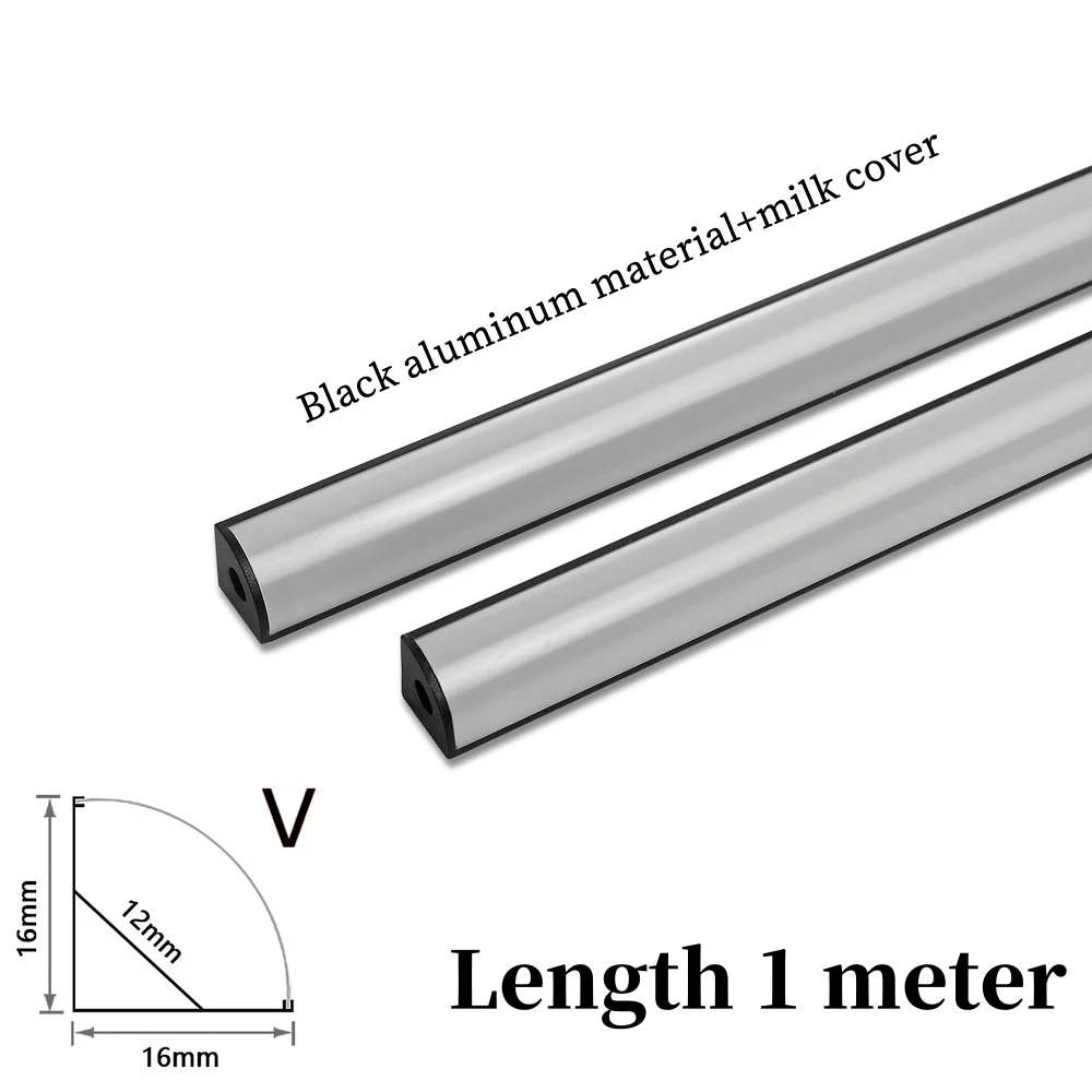 

Customized 1M Black silver LED Aluminum Channel V/U for Led Strip with Black and Milky Cover, Aluminium Profile LED Bar Light
