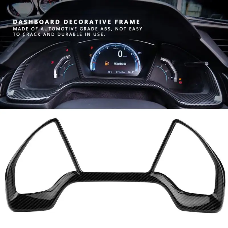 

Car Dashboard Decorative Frame Dial Rings Trim for Honda Civic 10th 2016 2017 2018 Red/Crabon Fiber
