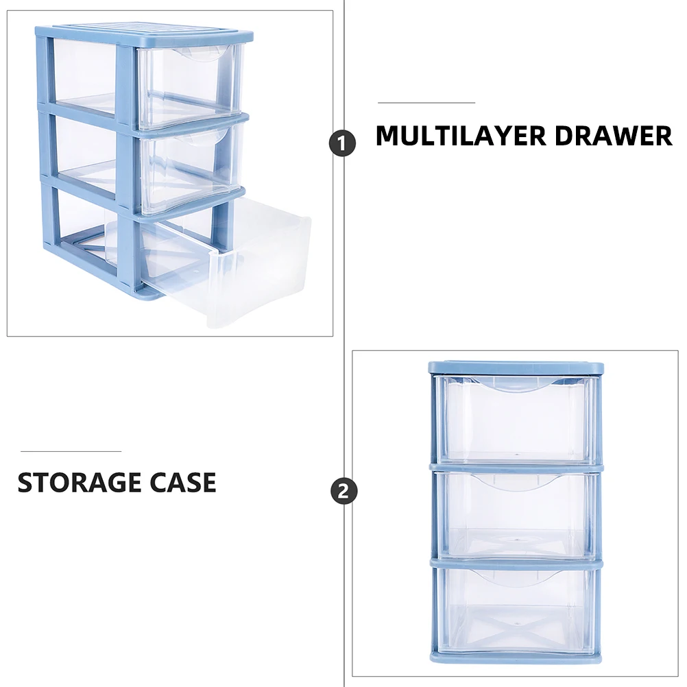 

2pcs Drawer Style Storage ganizer 3 Tier Desktop Stationery Office Box File Cabinet ganizer Transparent Space