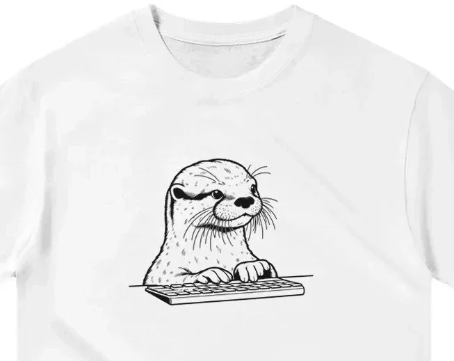 Camiseta de lontra tocando tecladoCamiseta para amantes de animaisCamiseta de animal engraçadoPresentes para