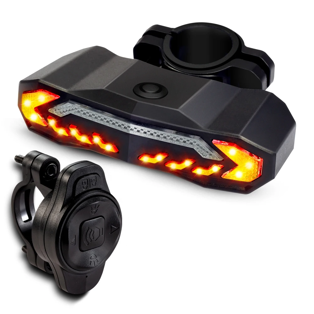 Hot Sale Wholesale IP65 Waterproof 3 Volume Options Smart  Turn signal Tail Light Rechargeable Led Bike Light