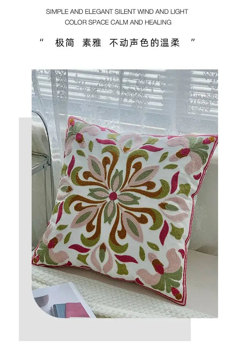 Ethnischer Stil, floral bestickter Kissenbezug, niedliches Design, Boho, Frühling, Sommer, dekorative Kissenbezüge für Sofa, Bett, Dekoration – Detail 2