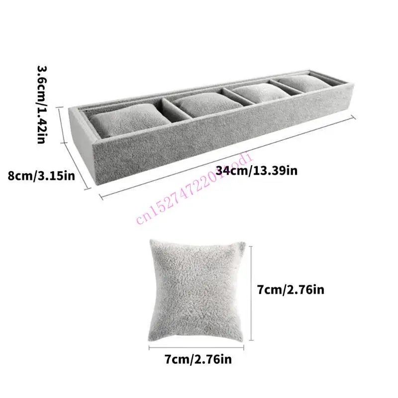 M76B Watch Storage Box with Soft Pillows 4 Slot Velvets Bracelet Display Tray Multi Compartment Jewelry Accessory