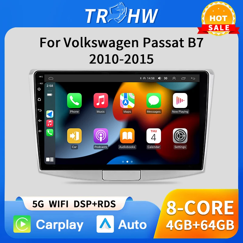 

4G-LTE Автомагнитола Carplay 2Din Android автомобильное радио для Volkswagen VW Passat B7 CC 2010-2015 навигация GPS мультимедийный Головной блок RDS