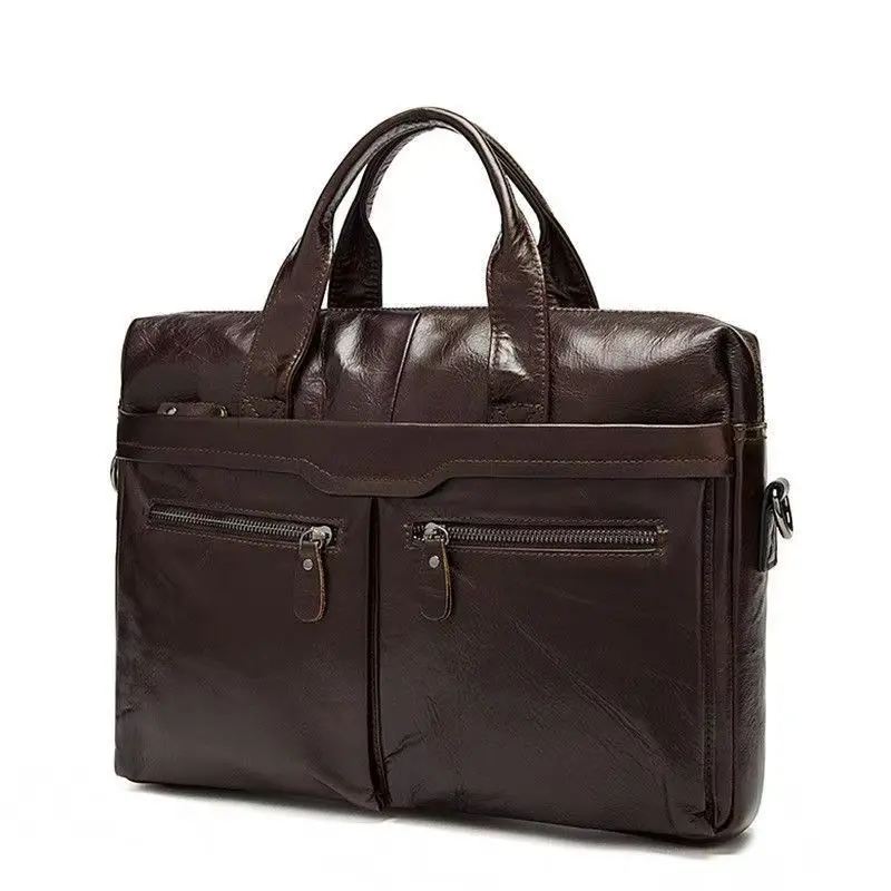 

2026 New Casual Laptop Bags Cow Genuine Leather Men's Briefcase Luxury Brand Male Men Handbags Messenger 15 Inch Computer Bag