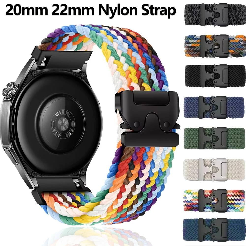 

20mm 22mm Braided Nylon Band for Samsung Galaxy Watch 7/6/5/4/Classic 44mm 40mm Bracelet Huawei Watch GT4/5 Pro 46mm Accessories