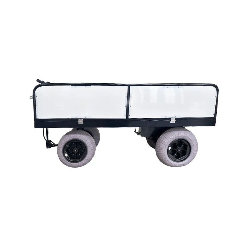 Outdoor Beach Cart Heavy Duty Household Industrial Electric Small Cart 4 Wheels Platform Cargo Beach Hand Cart Trolley