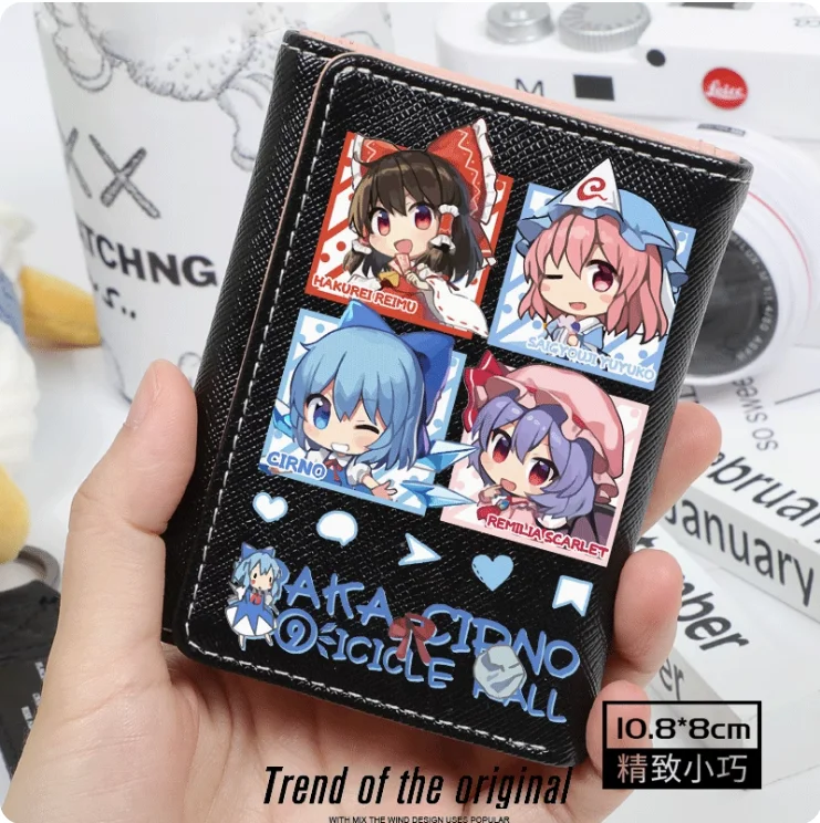 Anime Touhou Project Hakurei Reimu Cirno Fashion Wallet PU Purse Card Coin Hasp Money Bag Cosplay Gift B174