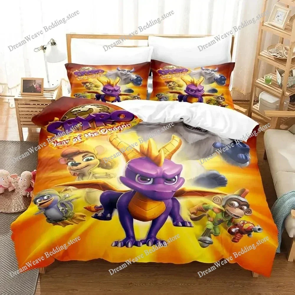 Home Textile Cartoons Spyro Reignited Triology Cover Duvet Cover Pillow Case Boy Girl Polyester Bedding Set King Queen Twin Size