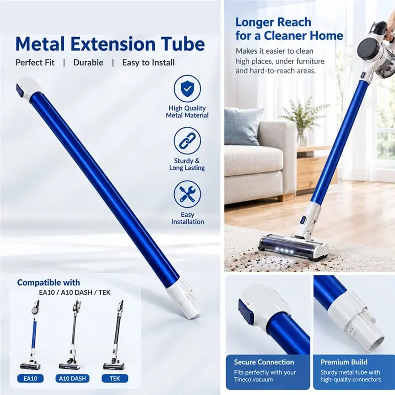 A38T Cordless Vacuum Conductive Extension Tube for Tineco A10 Dash / TEK A10 / EA10, Replacement Rod Tube, Durable Metal