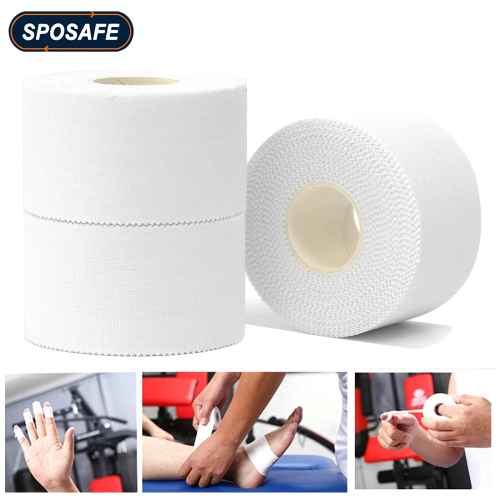 1Roll White Cotton Sports Athletic Tape NO Sticky Residue & Easy To Tear for Sports Injury, Strain, Knee & Wrist, Ankle Sprains