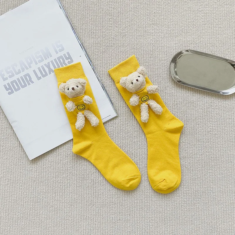 Women's - Spring & Summer Candy-colored 3D New Fashion, Women's Ins Cute 3D Bear Socks, Korean-INS Style