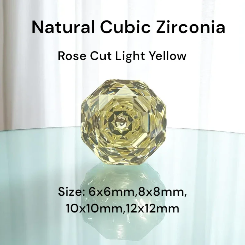 

Octagon Cubic Zirconia Rose Cut Light Yello Gemstone Loose Stones For Jewelry Diy Making