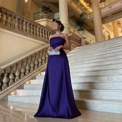 Elegant Long Strapless Purple Evening Dresses Sleeveless Floor Length Formal Prom Dresses Vestidos de noche for Women