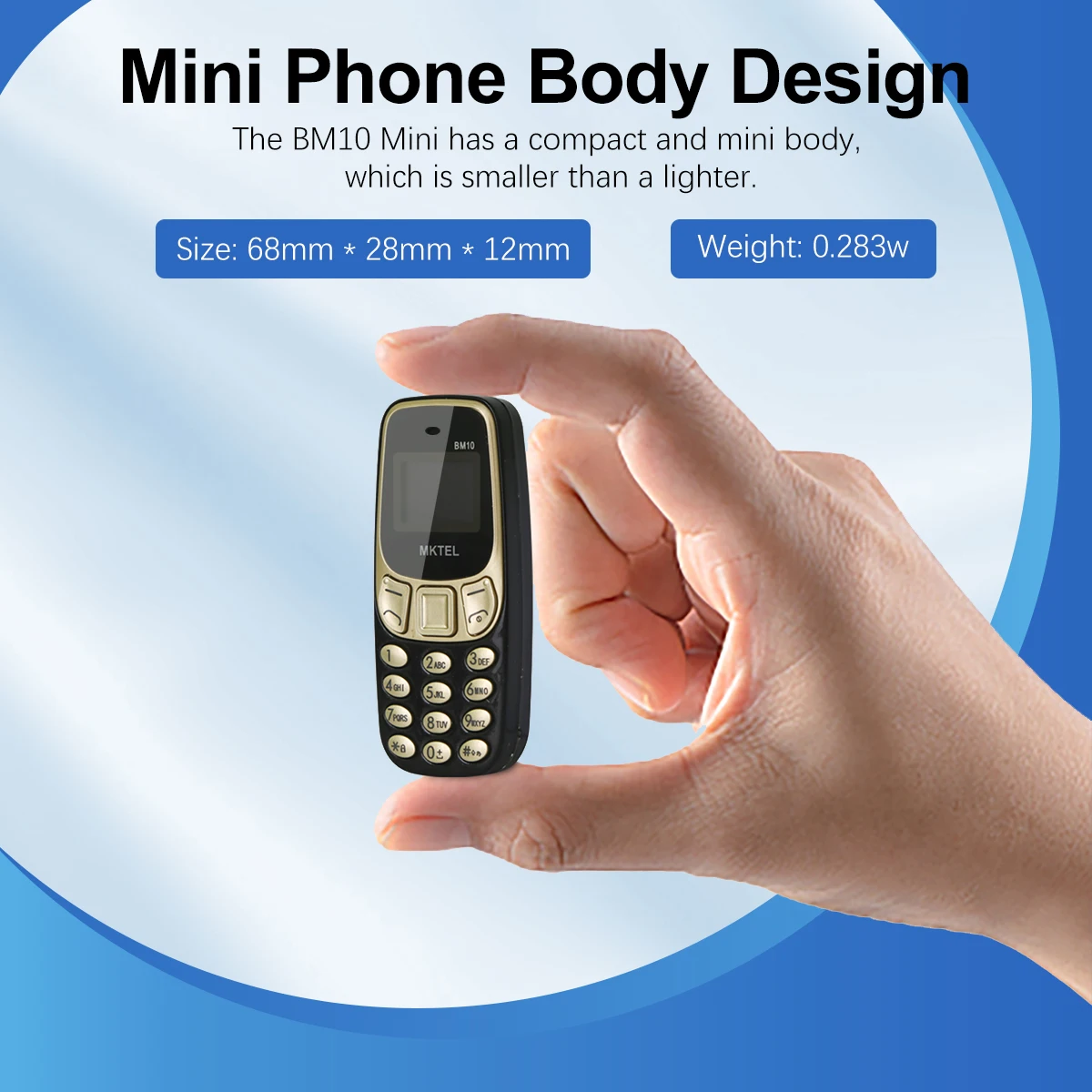MKTEL BM10 Mini Feature Phone With Earhook Dual SIM Dual Standby 380mAh Battery MP3/MP4/FM Radio/Bluetooth/GPRS