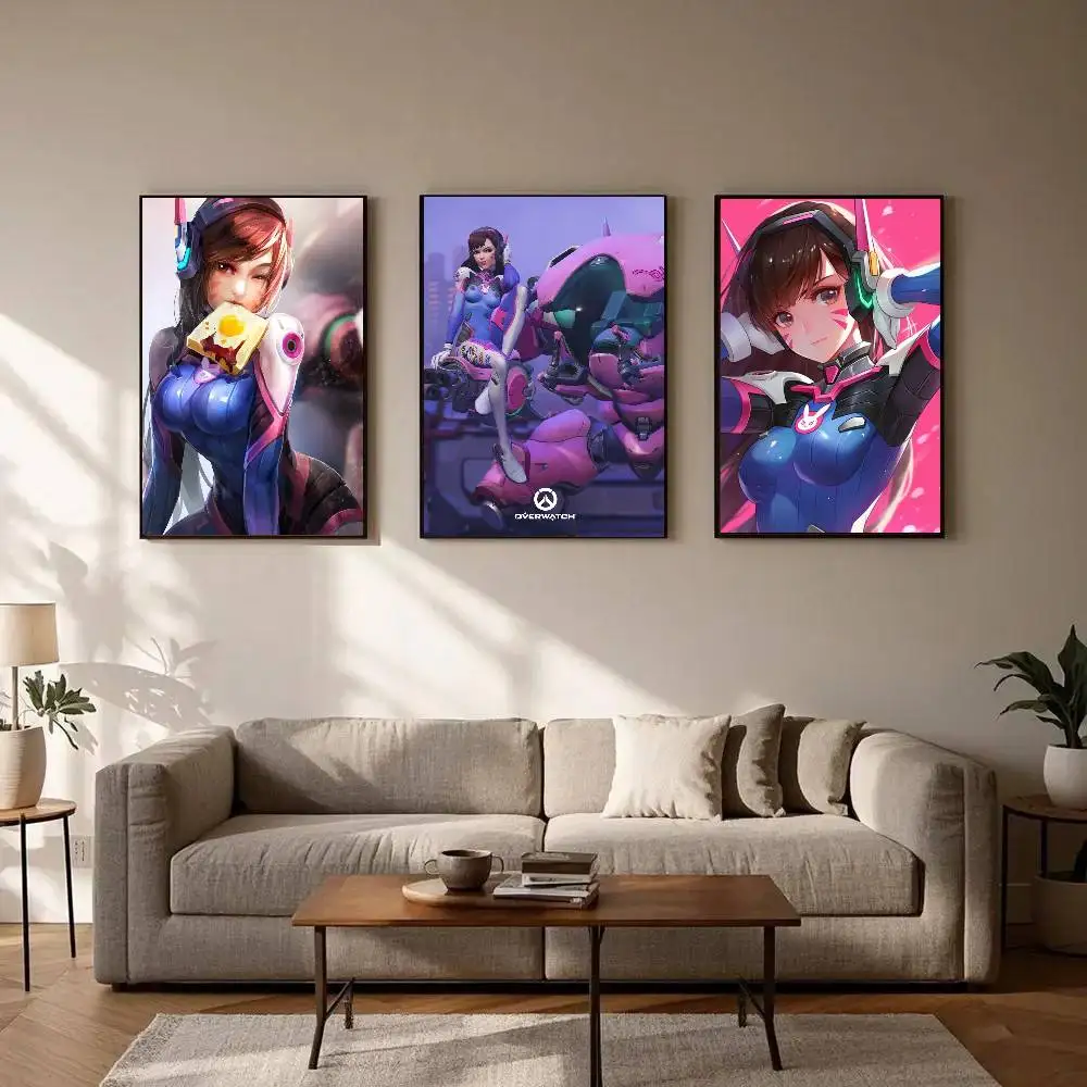 Game O-Overwatch D-D.Va Art Sticky Wall Waterproof Home Living Room Bedroom Bar Aesthetic Decoration