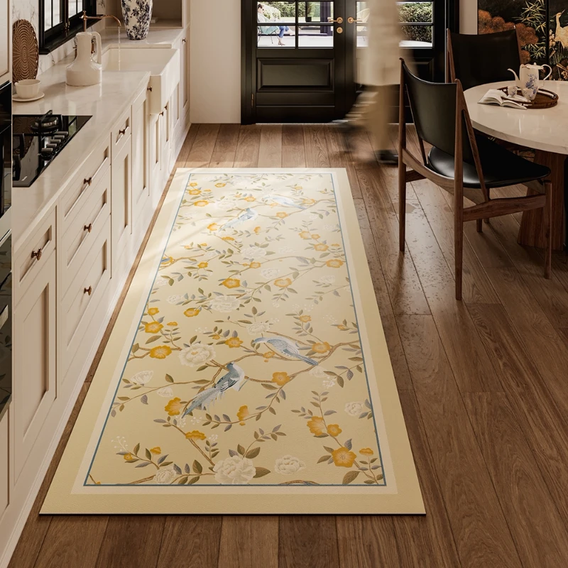 Carpet for Kitchen Floor Mat PVC Waterproof Non-slip Oil-proof Floral Pattern Long Strip Carpets Home Decor Alfombra De Cocina