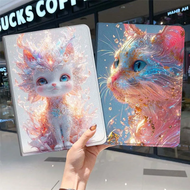 

Sparkling Colorful Cat Face Gift For Samsung Galaxy Tab A7 A A8 A9 A11 S6 S11 10.1 10.4 10.5 Inch Lite PLus Soft Tablet Case
