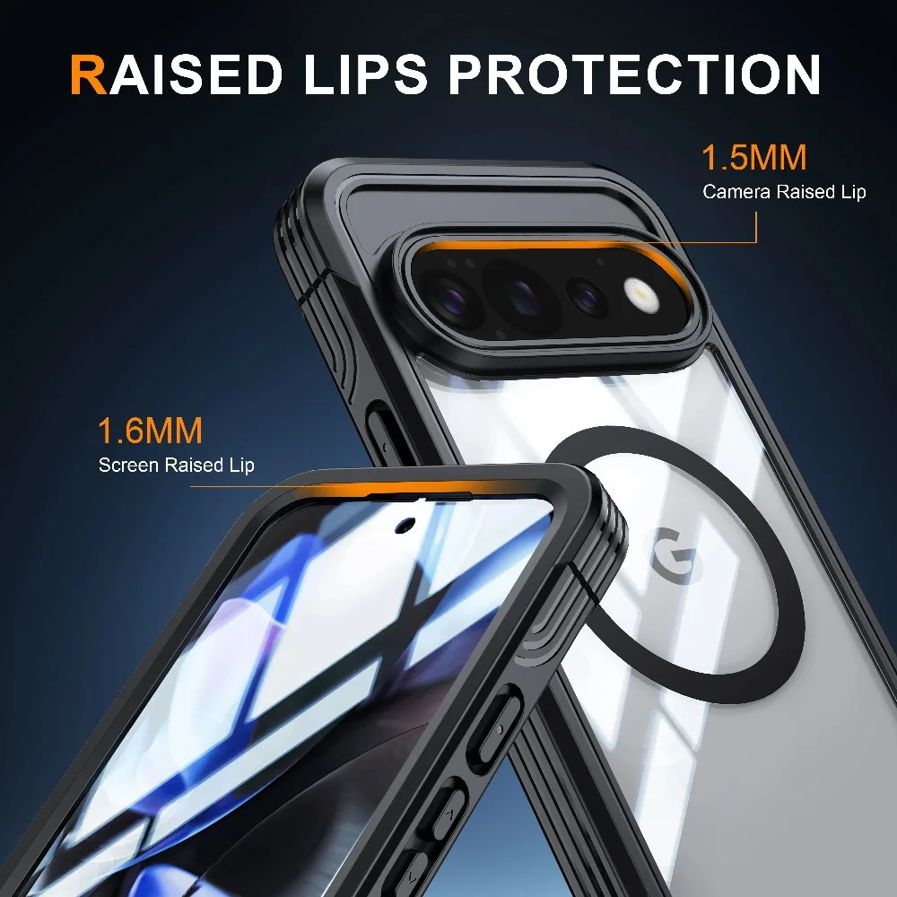 Shockproof Clear Magnetic 360° Full Body Case For Google Pixel 11 Pro XL 9 10 Pro 10A 9A Built-in Screen Protection Front Cover view 4