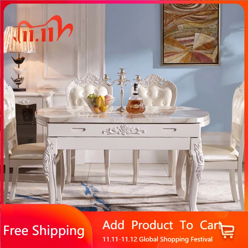 

Mid Century Marble Multifuctional Dining Table Folding Luxury Designer Round Table Modern Mesas De Comedor Unique Furniture