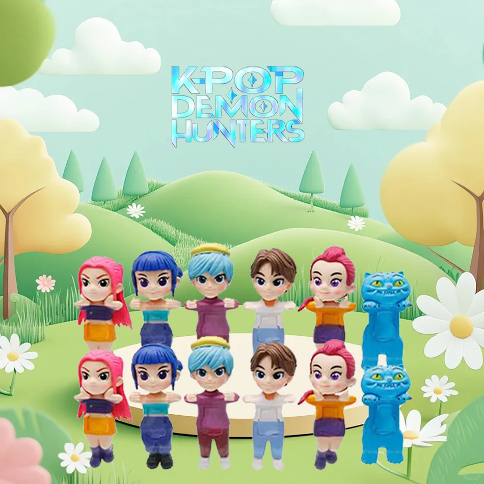 أنيمي Kpop شيطان الصيادين الشكل سلسلة صندوق أعمى بولي كلوريد الفينيل الكرتون لعبة مجسمة صغيرة دمية سطح المكتب ديكور الاطفال عيد الميلاد مفاجأة هدية