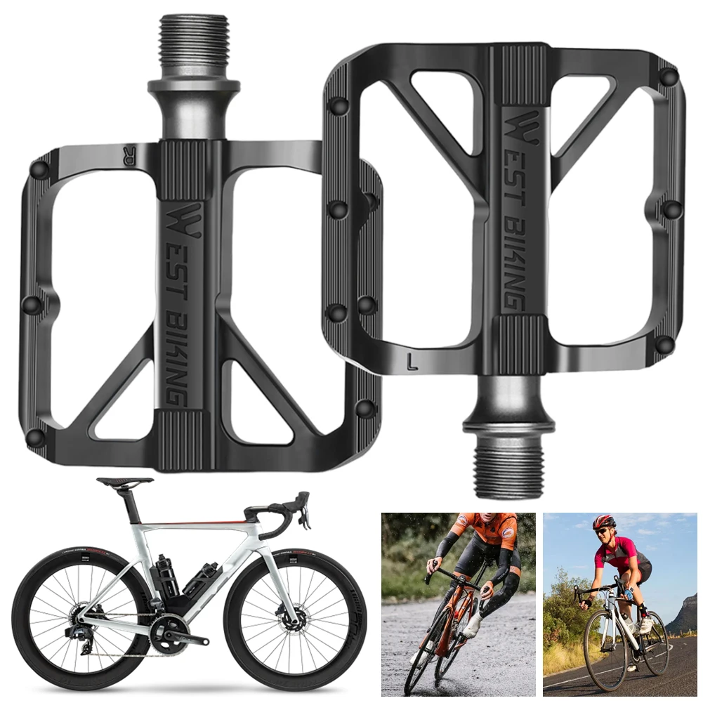 2Pcs Bicycle Pedals Lightweight Sealed Bearing Aluminium Alloy Pedal Non Slip Wide Platform Pedals for Mountain Bike