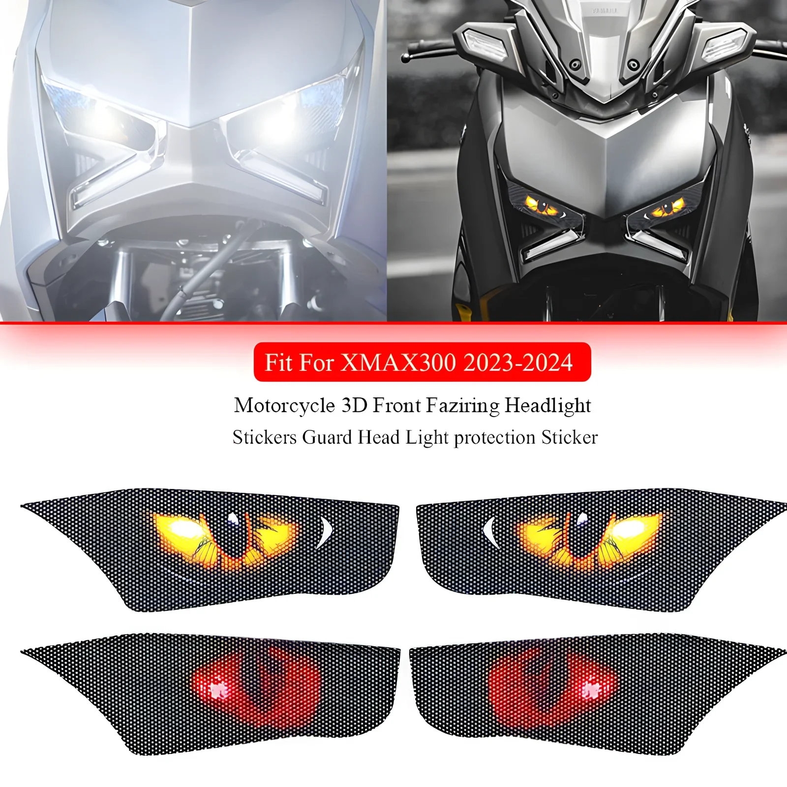 Motorcycle Headlight Protection Stickers For Yamaha XMAX 300 2023 2024 Waterproof Headlamp Decals Accessories For X-Max XMax300