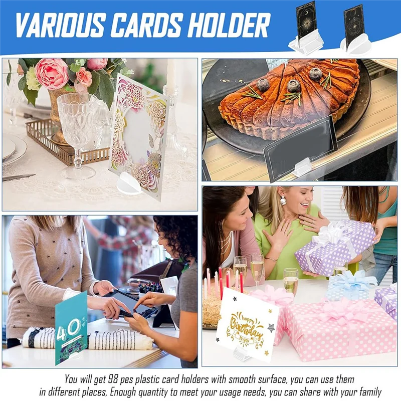 حامل بطاقات ABJO - لحامل صور الطاولة - 98 قطعة من البلاستيك الشفاف للرقم متعدد الاستخدامات للطاولة، حامل بطاقات مكان ألعاب اللوحة #5