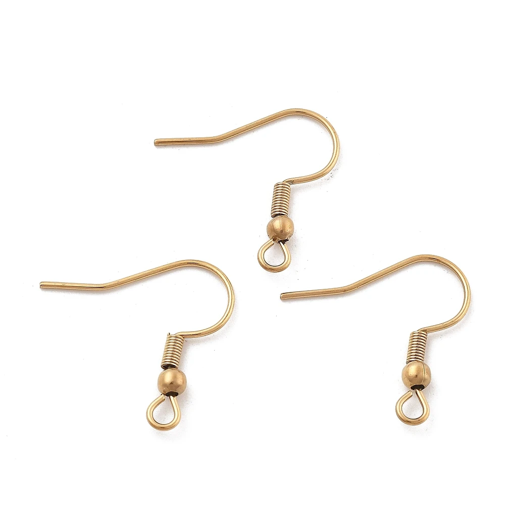 10pcs Golden Stainless Steel Earring Hooks Ear Wires Hooks Blank with w/Horizontal Loop Ball Coil for Jewelry DIY Earring Making