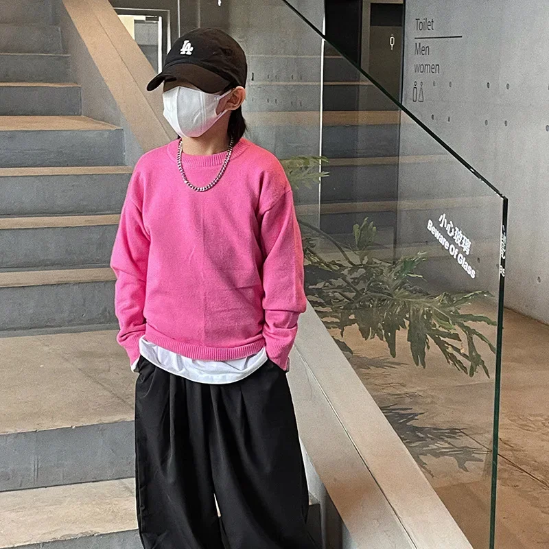 

Baoduo Children's Clothing Boys' T-shirt 2023 Spring and Autumn New Children's round Neck Pullover Bottoming Shirt Baby Sweater