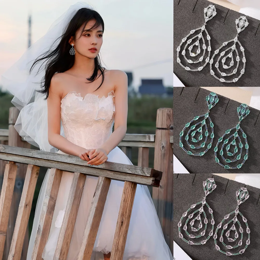 

Missvikki New Emerald Romanic Vintage Bohemian Party Big Pendant Earrings For Women Bridal Wedding Party Earrings Jewelry Gift