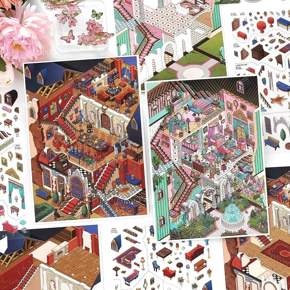 

New My Cabin Series Miniature Landscape Sticker DIY Large Size 3D Landscape Sticker Cartoon Gift Toy Game Stickers