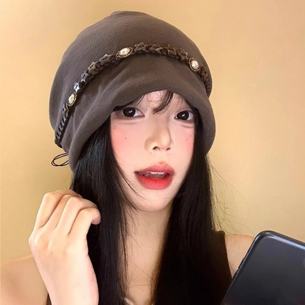 

Retro Vintage Y2k Baggy Cap Star Fringed Ethnic Style Beanies Cap Versatile Boho Pullover Hats Spicy Girls