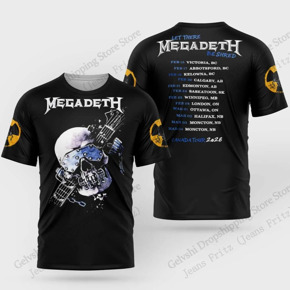 Hip Hop Rock Megadeth Band Canada Tour 2026 3D Print T-shirt Men Women Fashion Short Sleeve Tops Tees Street Vintage Apparels