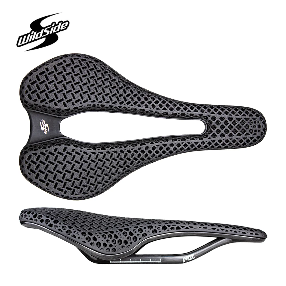 

Wildside 3D Printed Bike Saddle Full Carbon Saddles Hollow Breathable Ergonomic Bike Cushion Shock Absorption Cycling Seat 145mm