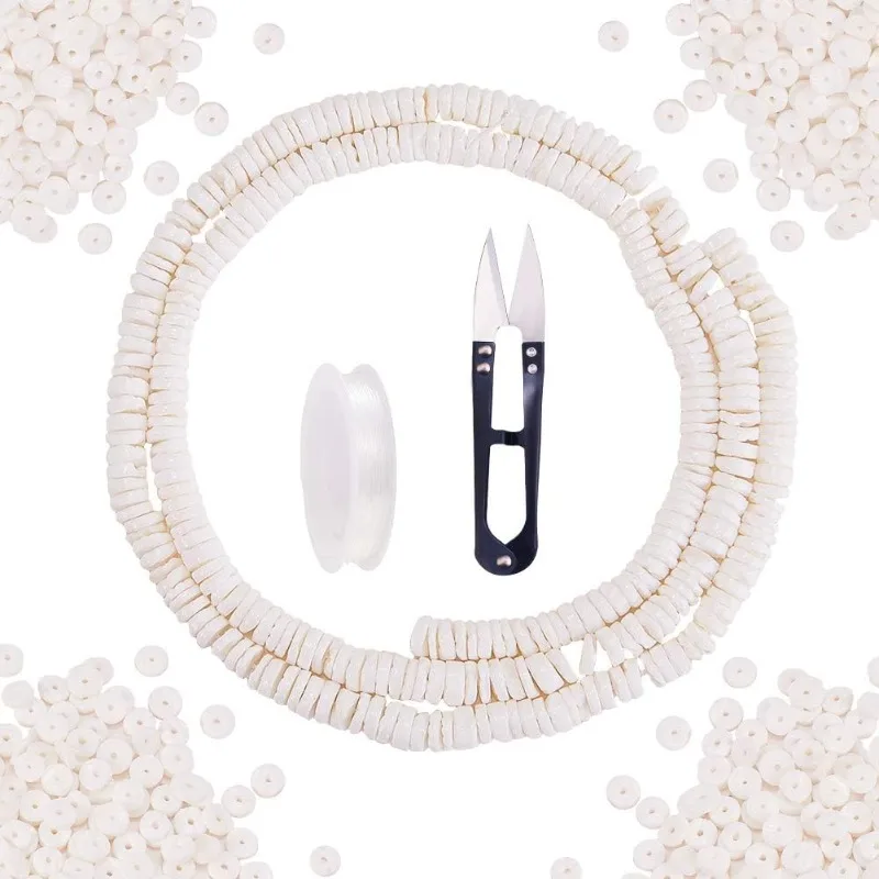 6Mm Heishi Beads Jewelry Making Kit Flat Round Strand Puka Shells Bead Natural Sea Shell Beads Disc Spacers For Earring-image