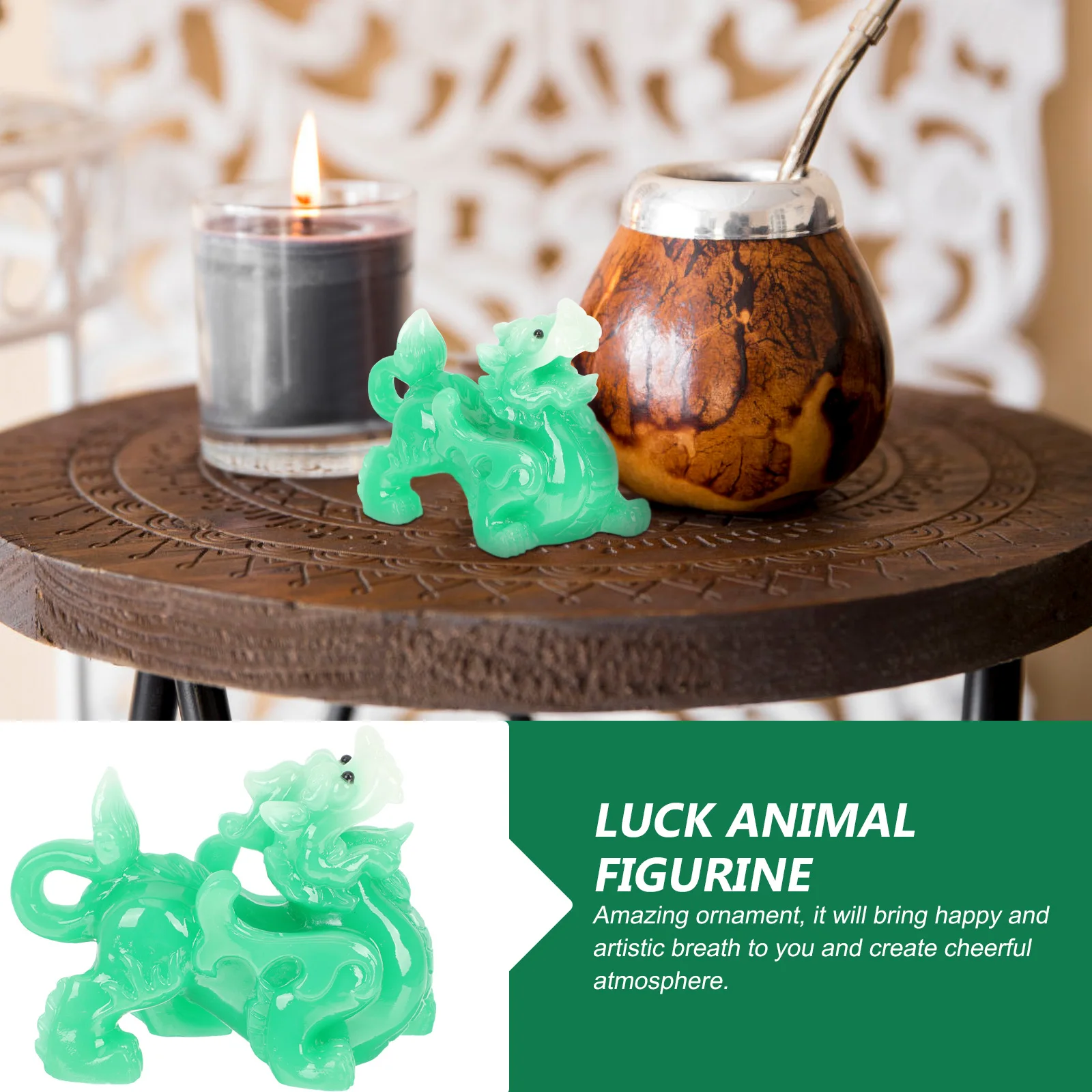 

2Pcs Luck Animal Statue Resin Figure Decorative Desktop Home Office Shelf Ornament Animal Statue Housewarming Gift