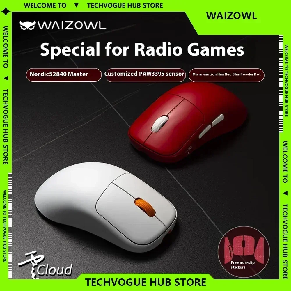 WAIZOWL OGM Cloud Gaming Mouse 3-mode Paw3395 Sensor Gamer Mouse Lightweight Customized Wireless Mouse Gifts For Office PC