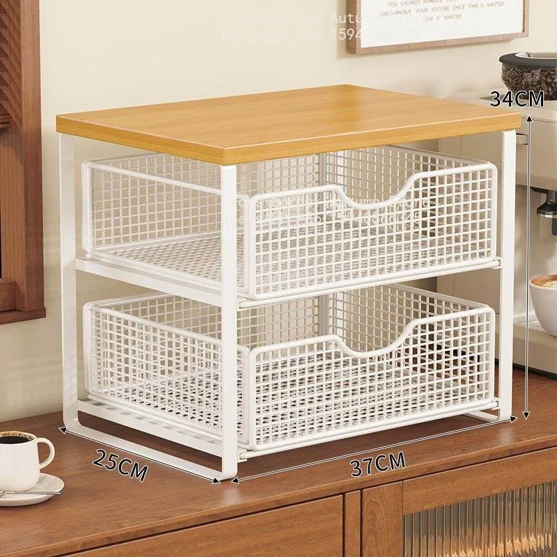Simple wrought iron printer rack with storage basket Mesh rack Office desktop Kitchen Practical storage basket
