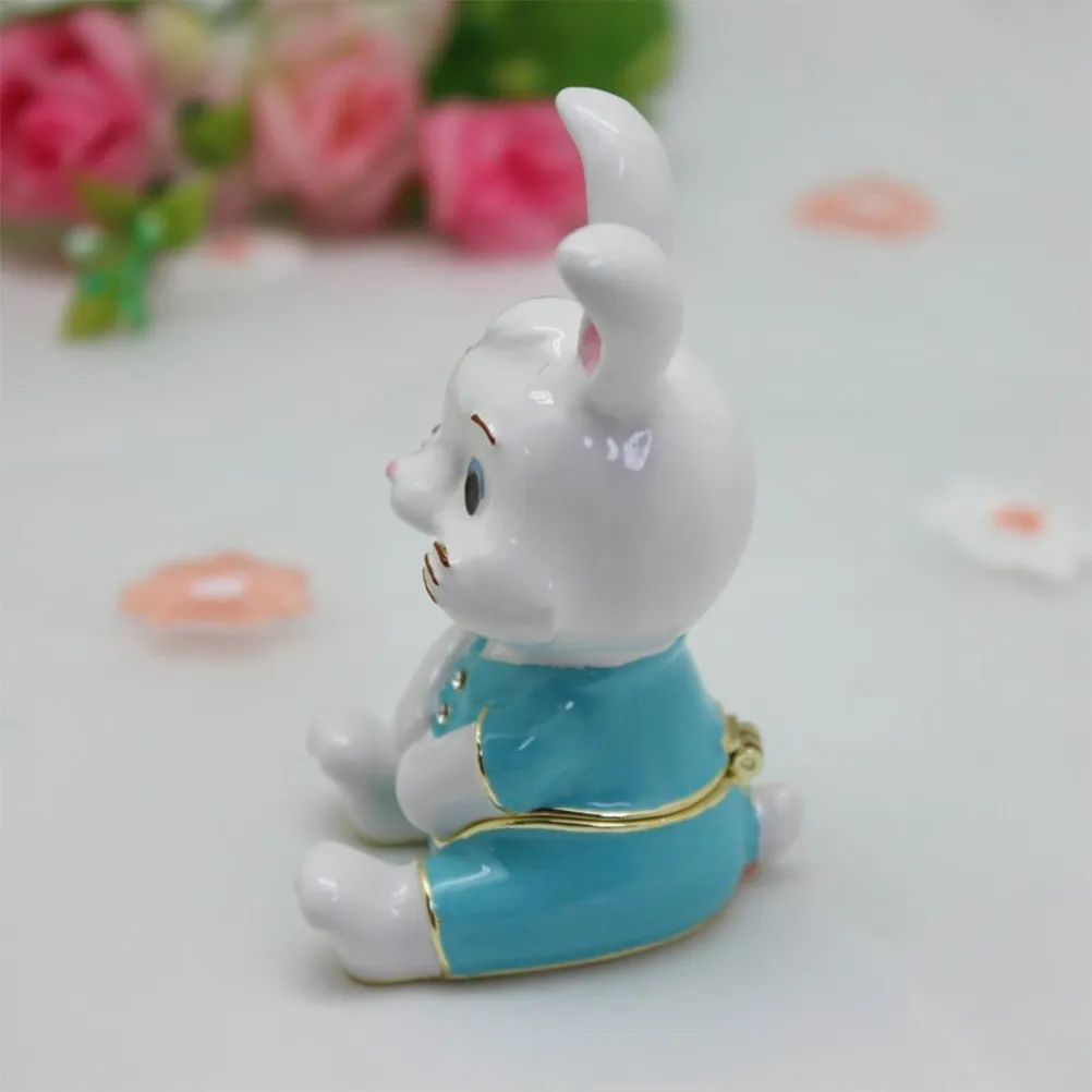 

Винтажная шкатулка для украшений в виде кролика из сплава, органайзер для колец и ожерелий, романтический декор для хранения мелочей, футляр для украшений с кроличьим орнаментом