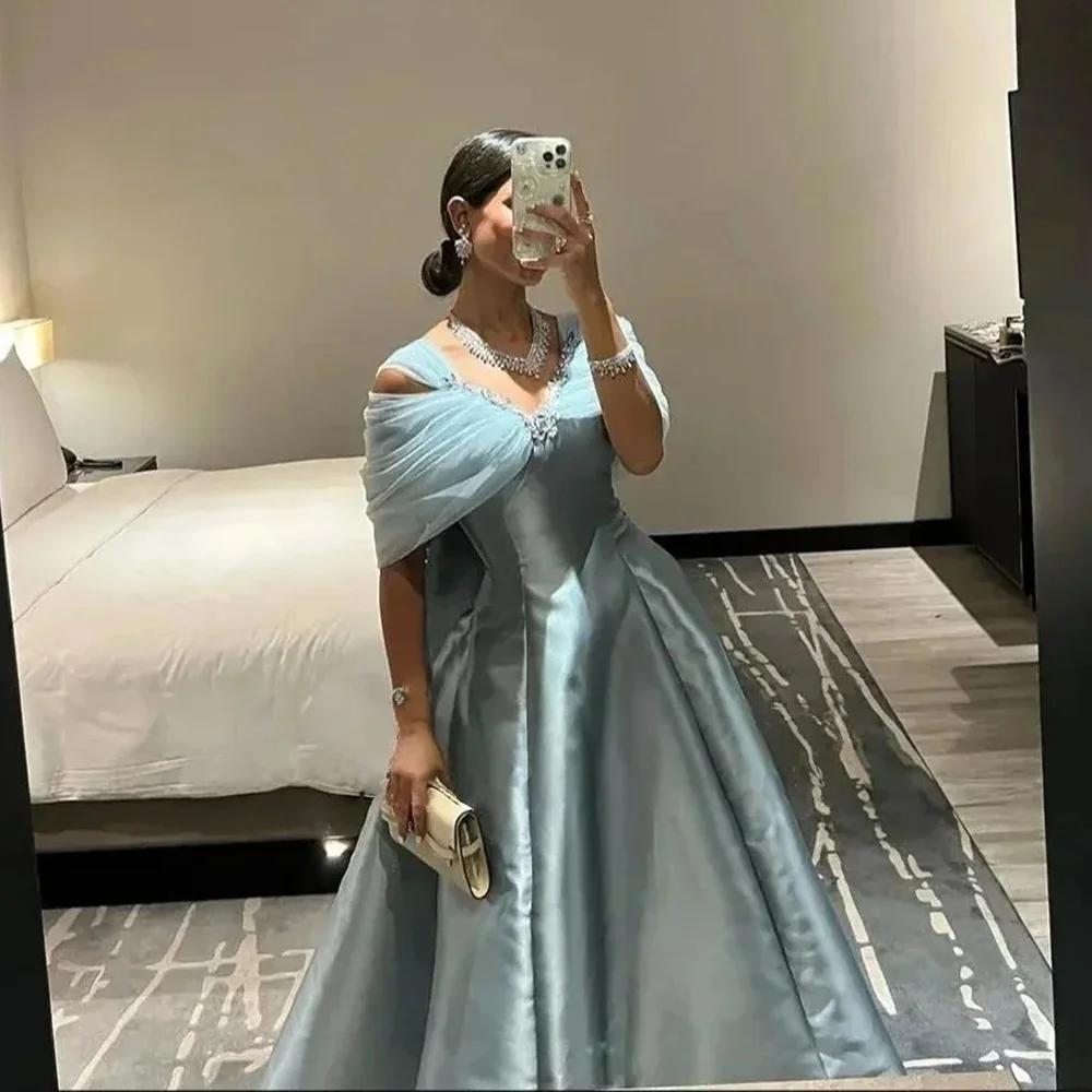 MANRUIXIN مخصص البريق أنيقة الخامس الرقبة فستان حفلات ألف خط الساتان مناسبة رسمية ثوب الديكور الترتر مساء اللباس