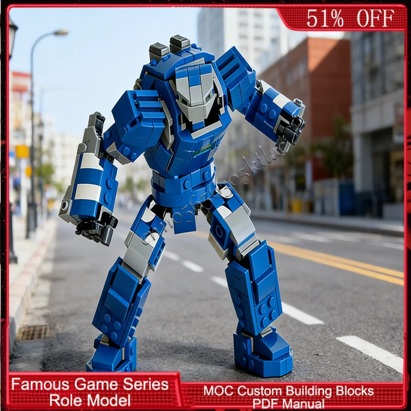 524 PCS Popular Game Character Series Steel Defender MK38 MOC Customize Modular Building Block Kids Simple DIY Festival Toy Gift