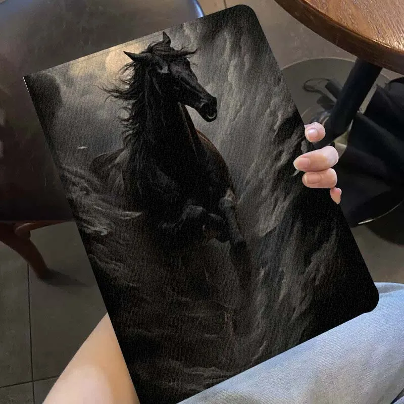 Black Horse Head Red Eye For Xiaomi Redmi Pad SE 7S 6S 5 4 12.4 11.2 12.5 Pro Fashion Tablet Protective Case