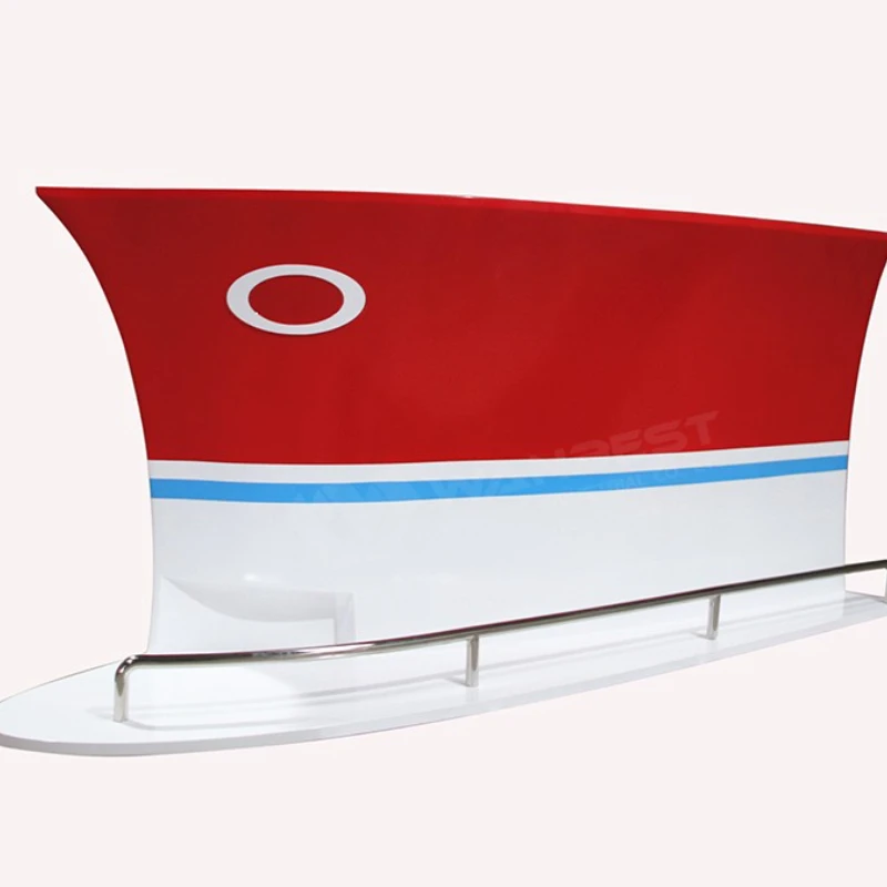 

Round curve household wine kitchen boat bar counter wooden painted red bar table