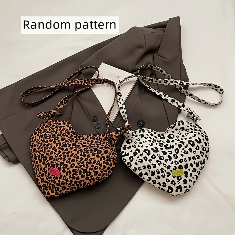 Leopard print heart-shaped crossbody bag, a casual daily small backpack, 2026 new style fashion commuter bag - view 2
