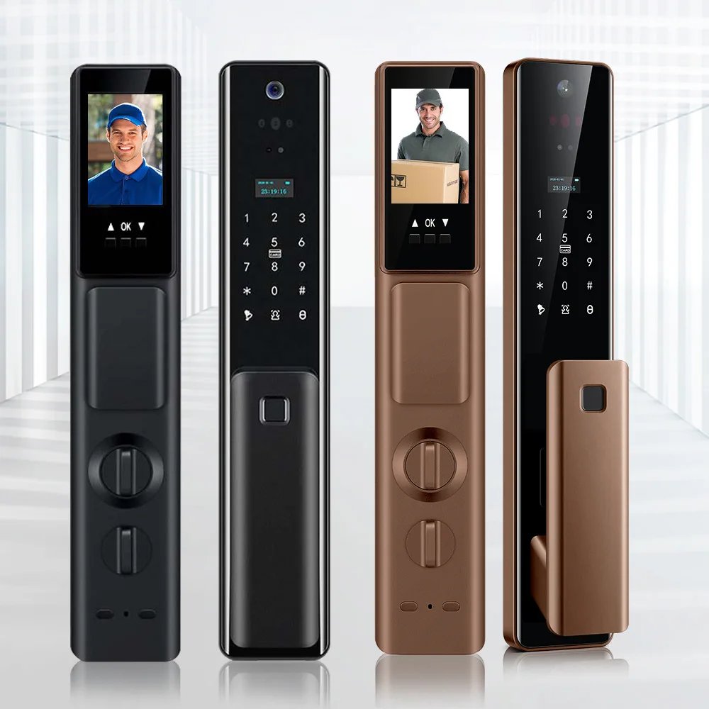 Fingerprint Password Electronic WIFI Remote Fully Automatic3D Facial Recognition Visual cat Eye Door