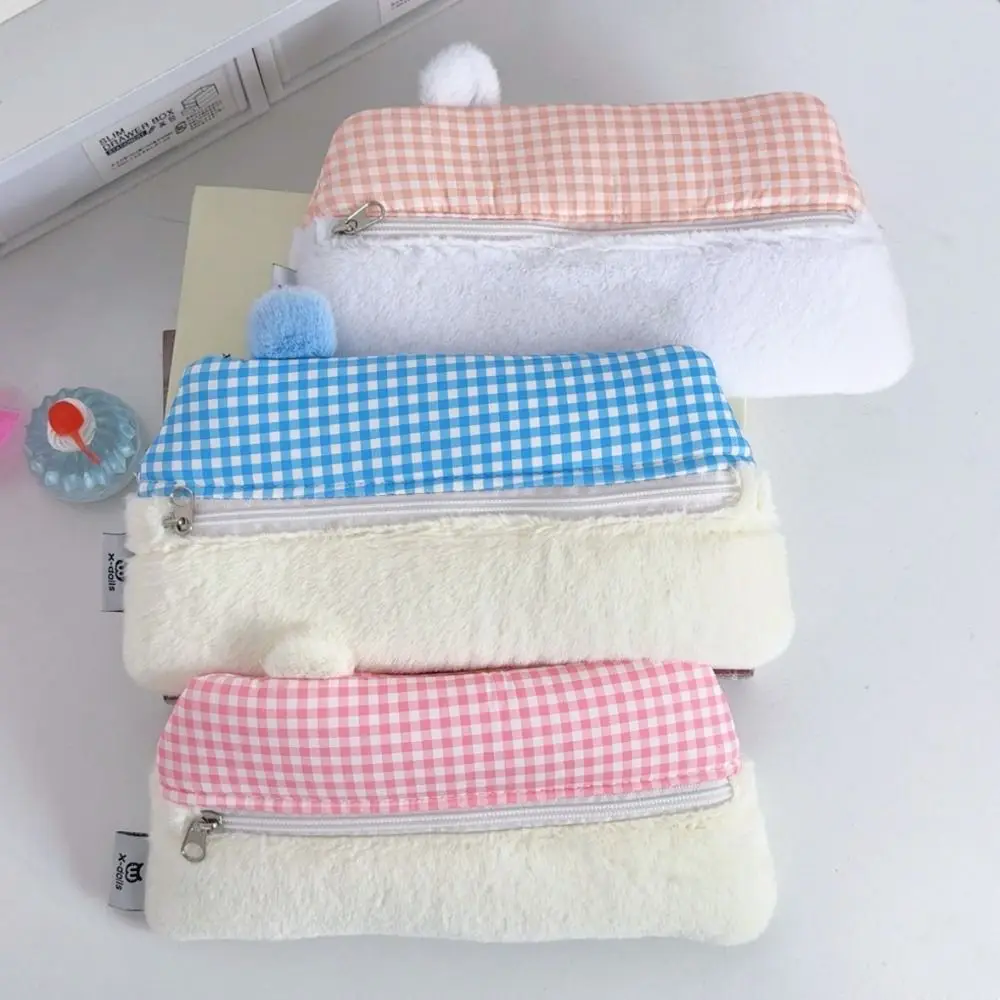 Creative House Shape Pen Bag Large Capacity Plush Pencil Case Cartoon Multifunctional Stationery Bag Student